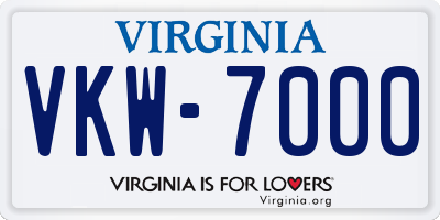 VA license plate VKW7000