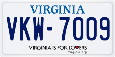 VA license plate VKW7009