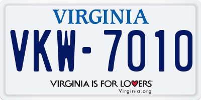 VA license plate VKW7010