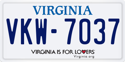 VA license plate VKW7037