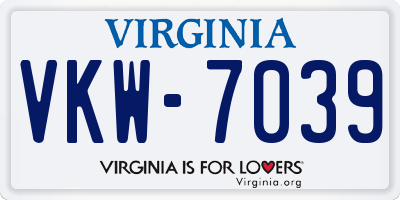 VA license plate VKW7039