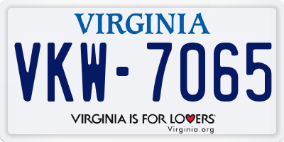 VA license plate VKW7065