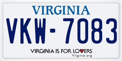 VA license plate VKW7083