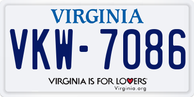 VA license plate VKW7086