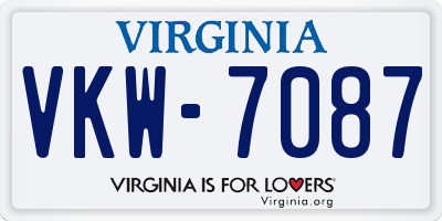 VA license plate VKW7087