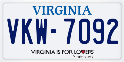 VA license plate VKW7092