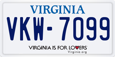 VA license plate VKW7099
