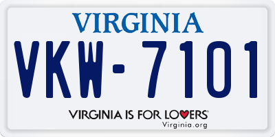 VA license plate VKW7101