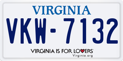 VA license plate VKW7132