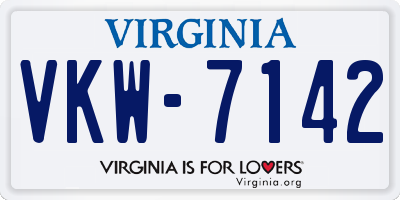 VA license plate VKW7142