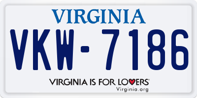 VA license plate VKW7186