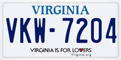 VA license plate VKW7204