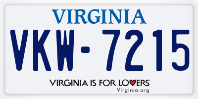 VA license plate VKW7215