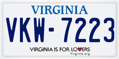 VA license plate VKW7223