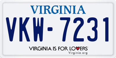 VA license plate VKW7231