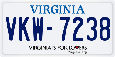 VA license plate VKW7238