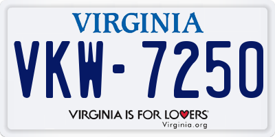 VA license plate VKW7250