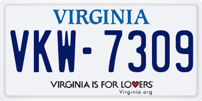VA license plate VKW7309