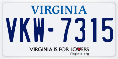 VA license plate VKW7315