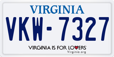 VA license plate VKW7327