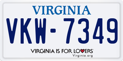 VA license plate VKW7349