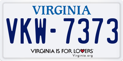 VA license plate VKW7373
