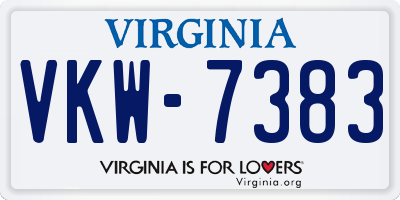 VA license plate VKW7383