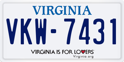 VA license plate VKW7431