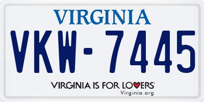 VA license plate VKW7445