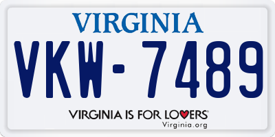 VA license plate VKW7489