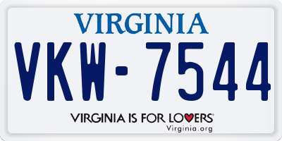 VA license plate VKW7544