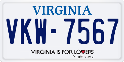 VA license plate VKW7567
