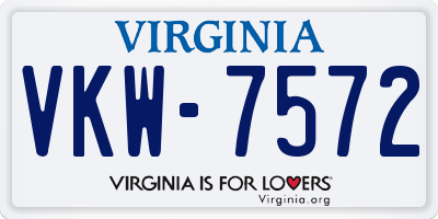 VA license plate VKW7572