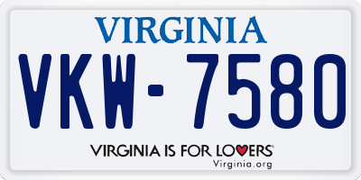 VA license plate VKW7580