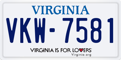 VA license plate VKW7581