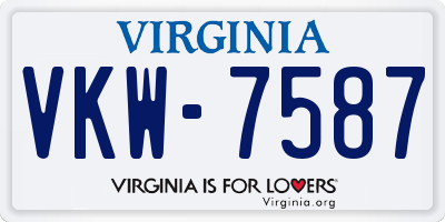 VA license plate VKW7587