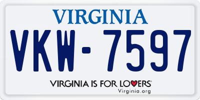 VA license plate VKW7597