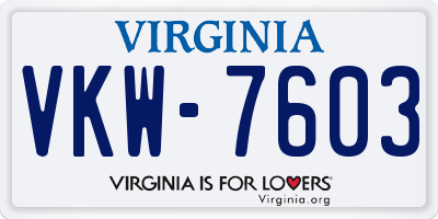 VA license plate VKW7603