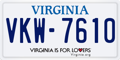 VA license plate VKW7610