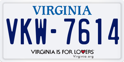 VA license plate VKW7614