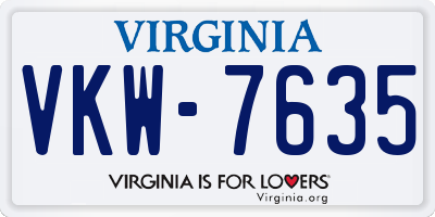 VA license plate VKW7635