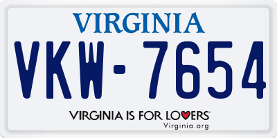 VA license plate VKW7654