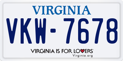 VA license plate VKW7678