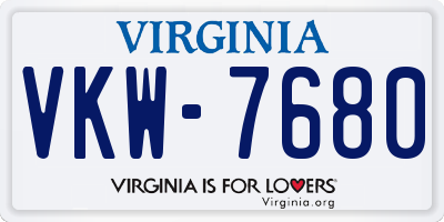 VA license plate VKW7680