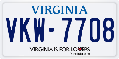 VA license plate VKW7708