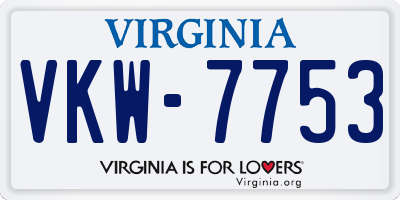 VA license plate VKW7753