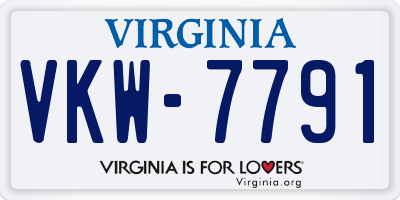 VA license plate VKW7791