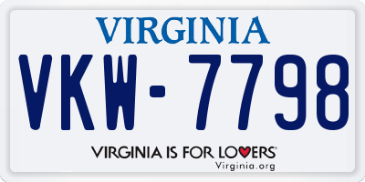 VA license plate VKW7798