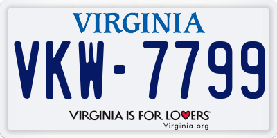 VA license plate VKW7799