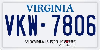 VA license plate VKW7806